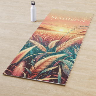 Esterilla De Yoga Pastel Sunrise Landscape Grass Personalizado