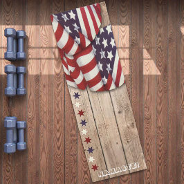 Esterilla De Yoga Patriotic US Red White Blue Stars Namaste Custom