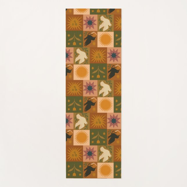 Esterilla De Yoga Patrocinio celeste bohemio con símbolos místicos (Anverso)