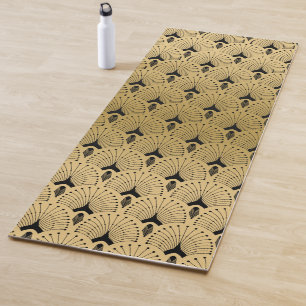 Esterilla De Yoga Patrón Art Deco negro y dorado