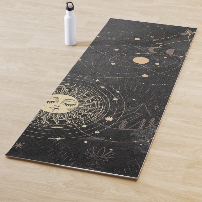 Esterilla De Yoga Patrón Astrológico de Oro Negro (In situ)