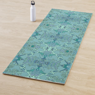Esterilla De Yoga Patrón barroco elegante en azul y verde