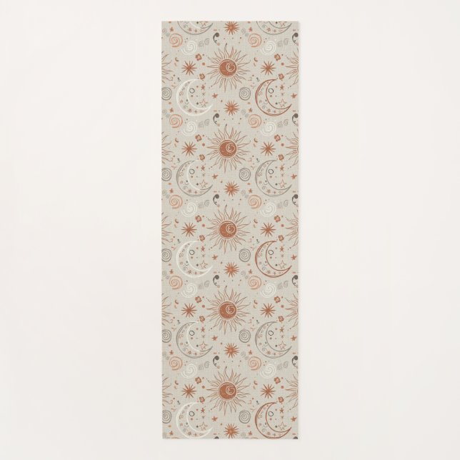 Esterilla De Yoga Patrón Boho de Sol y Luna (Anverso)