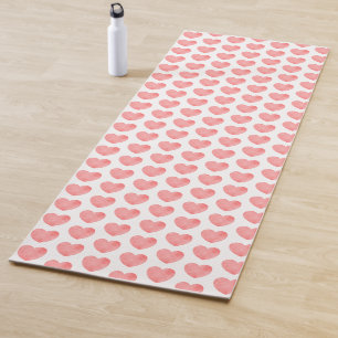Esterilla De Yoga Patrón cardiaco de acuarela rosa