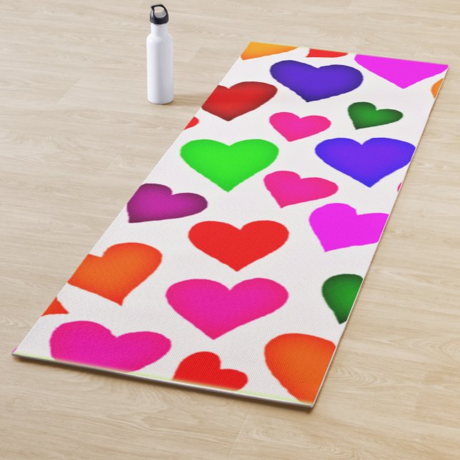 Esterilla De Yoga Patrón cardíaco multicolor vibrante (In situ)
