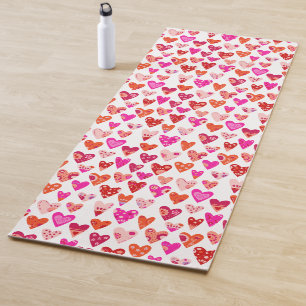 Esterilla De Yoga Patrón cardíaco Rojo Rosa Moderno