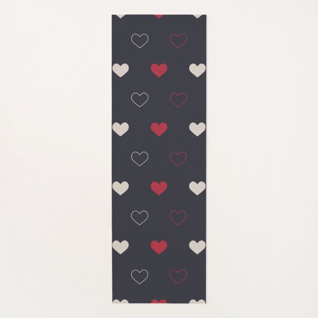 Esterilla De Yoga Patrón continuo de corazón rojo y oscuro minimalis (Anverso)