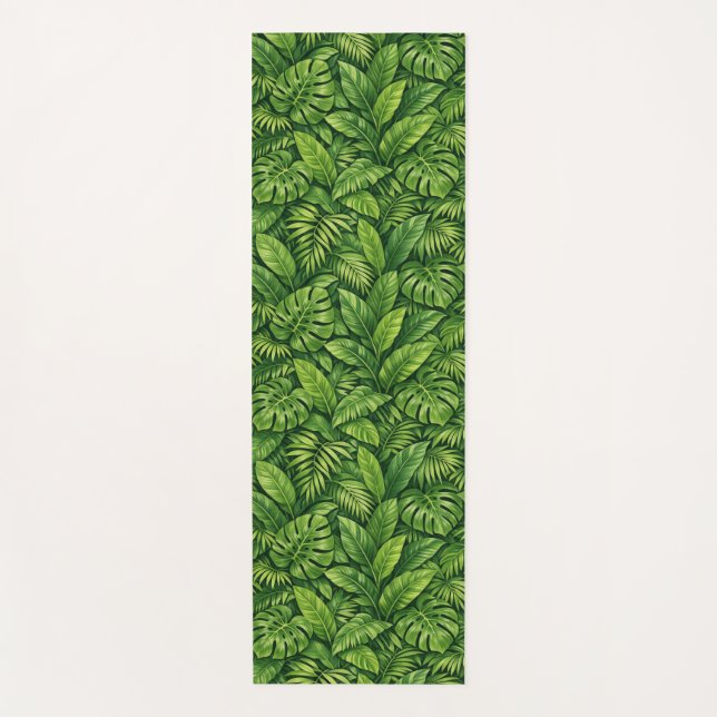 Esterilla De Yoga Patrón continuo de hojas tropicales modernas (Anverso)