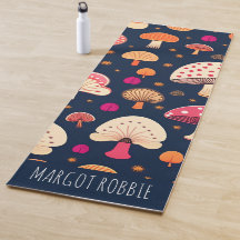 Patrón de acuarela azul rosa de hongos divertidos