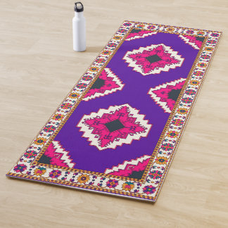 Esterilla De Yoga Patrón de arte popular boho geométrico púrpura vib