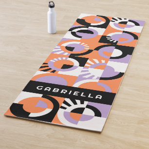 Esterilla De Yoga Patrón de arte violeta morado negro Naranja de med