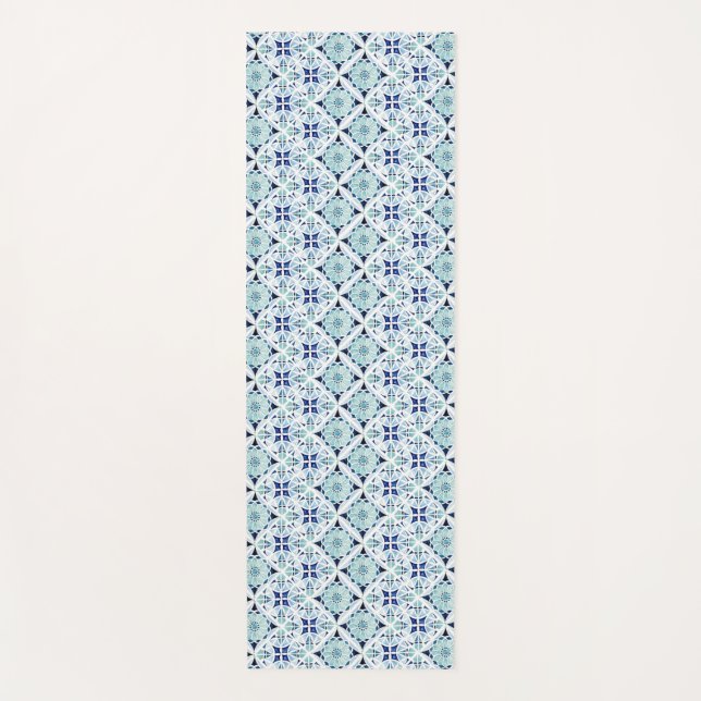 Esterilla De Yoga Patrón de baldosas azul marroquí (Anverso)