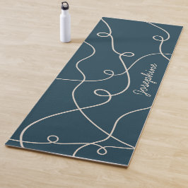 Esterilla De Yoga Patrón de bucles geométricos beige sobre azul y no