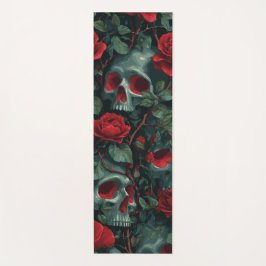 Esterilla De Yoga Patrón de Calavera y Rosas Rojas - Diseño Floral O