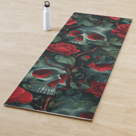 Esterilla De Yoga Patrón de Calavera y Rosas Rojas - Diseño Floral O