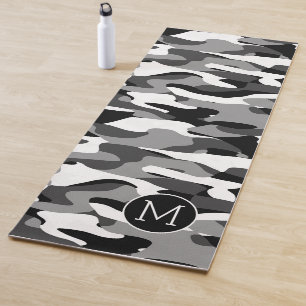 Esterilla De Yoga Patrón de camuflaje blanco negro gris oscuro pers
