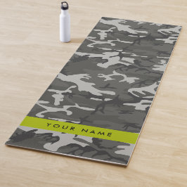 Esterilla De Yoga Patrón de camuflaje gris, tu nombre, Personaliza