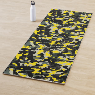 Esterilla De Yoga Patrón de camuflaje negro y amarillo