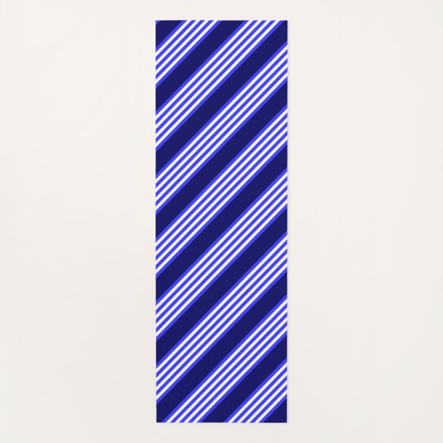 Esterilla De Yoga Patrón de cinco rayas azul y blanco (Anverso)