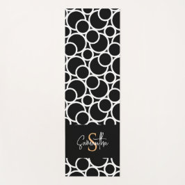 Esterilla De Yoga Patrón de círculo blanco y negro con monograma