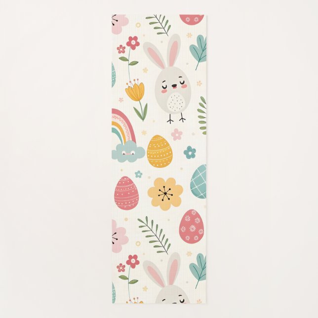 Esterilla De Yoga Patrón de conejo de Pascua (Anverso)