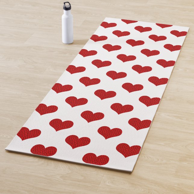 Esterilla De Yoga Patrón de Corazón de Mosaico Rojo (In situ)
