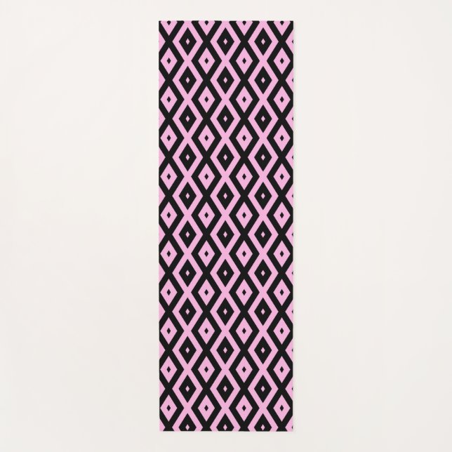 Esterilla De Yoga Patrón de diamante rosa pálido y negro (Anverso)