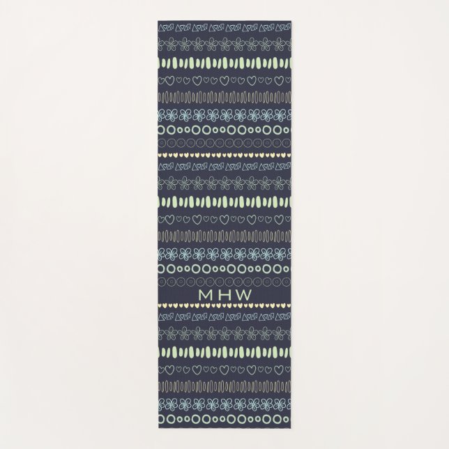 Esterilla De Yoga Patrón de dibujos personalizados monograma yoga (Anverso)