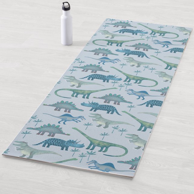 Esterilla De Yoga Patrón de dinosaurio azul prehistórico (Fun dinosaur pattern blue yoga mat)
