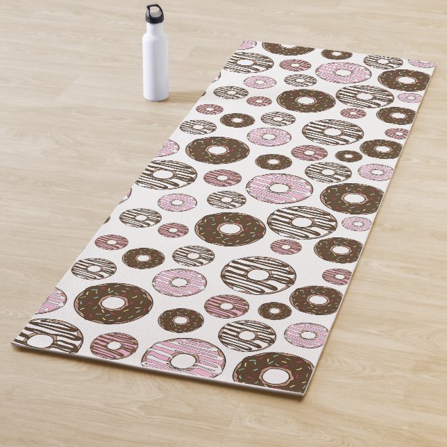 Esterilla De Yoga Patrón De Donuts, Donuts Rosados, Donuts Marrones (In situ)