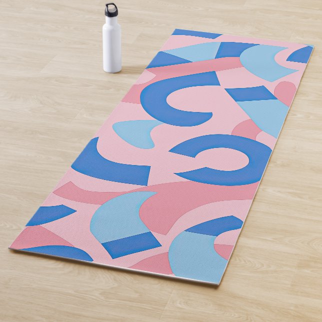 Esterilla De Yoga Patrón de Doodle rosa y azul (In situ)