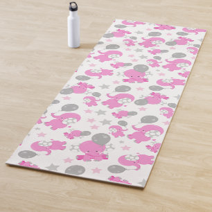 Esterilla De Yoga Patrón De Elefantes Rosa, Elefantes Cutos, Estrell