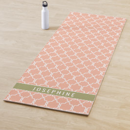 Esterilla De Yoga Patrón de enrejado rosa melocotón y verde oliva