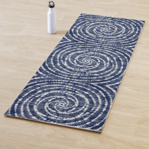 Esterilla De Yoga Patrón de espiral azul índigo moderno Shibori