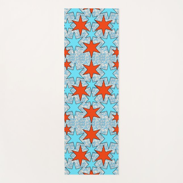 Esterilla De Yoga Patrón de estrella azul y roja (Anverso)