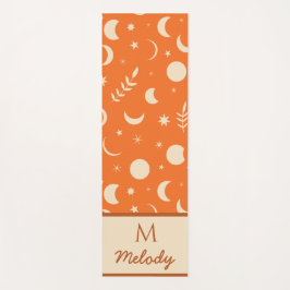 Esterilla De Yoga Patrón de fases lunares boho naranja monograma