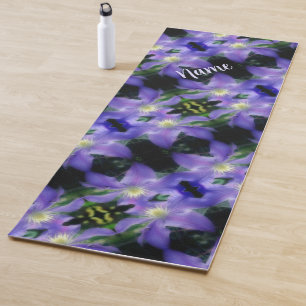 Esterilla De Yoga Patrón de flor blando morado clematis personalizad