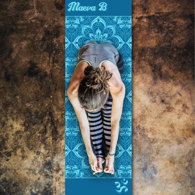 Esterilla De Yoga Patrón de flores geométricas azules símbolo Om (Subido por el creador)