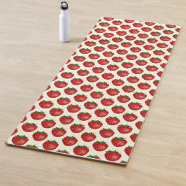 Esterilla De Yoga Patrón de Fresa, Fresas Rojas, Fruta, Hoja