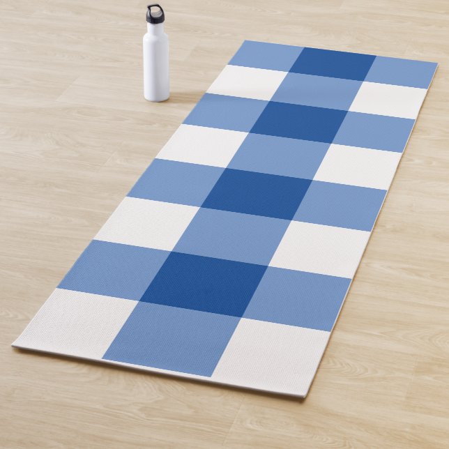 Esterilla De Yoga Patrón de gingham azul (In situ)