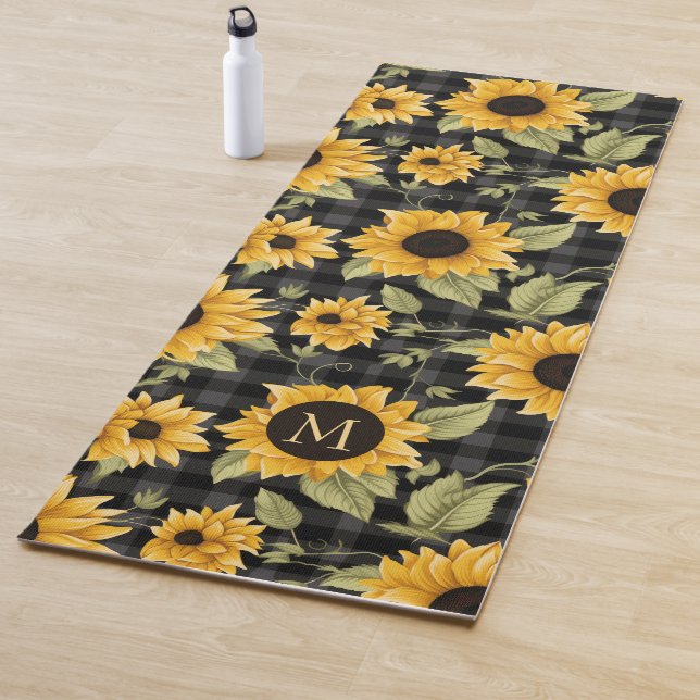 Esterilla De Yoga Patrón de girasoles de Gingham (In situ)