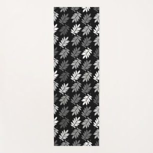 Esterilla De Yoga Patrón de hoja de anciano negro blanco gris