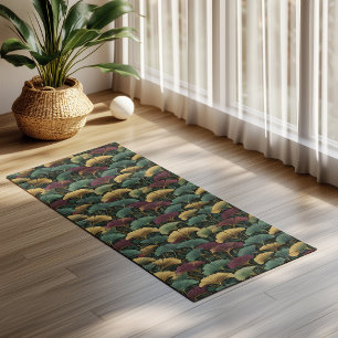Esterilla De Yoga Patrón de hoja de Ginkgo verde azulado burgundy