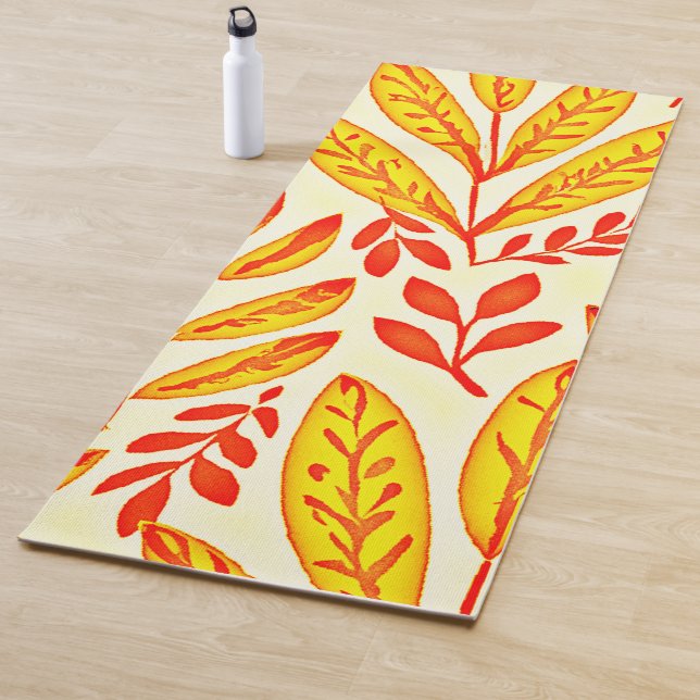 Esterilla De Yoga Patrón de hojas de mosaico de follaje vibrante col (In situ)