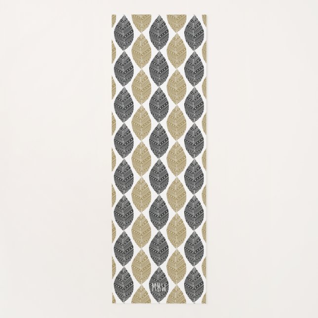 Esterilla De Yoga Patrón de hojas nativas monograma yoga de personal (Anverso)