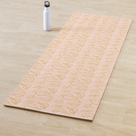 Esterilla De Yoga Patrón de hojas rosadas y doradas