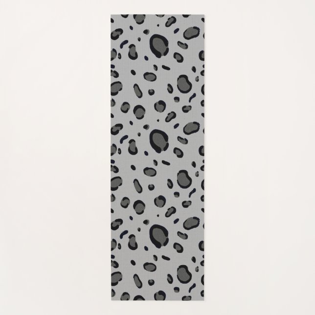Esterilla De Yoga Patrón de leopardo negro sobre gris (Anverso)