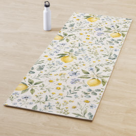 Esterilla De Yoga Patrón de limón y flores silvestres de estilo fran