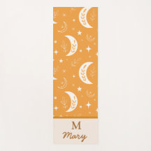 Patrón de Luna Boho en Monograma Naranja