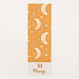 Esterilla De Yoga Patrón de Luna Boho en Monograma Naranja
